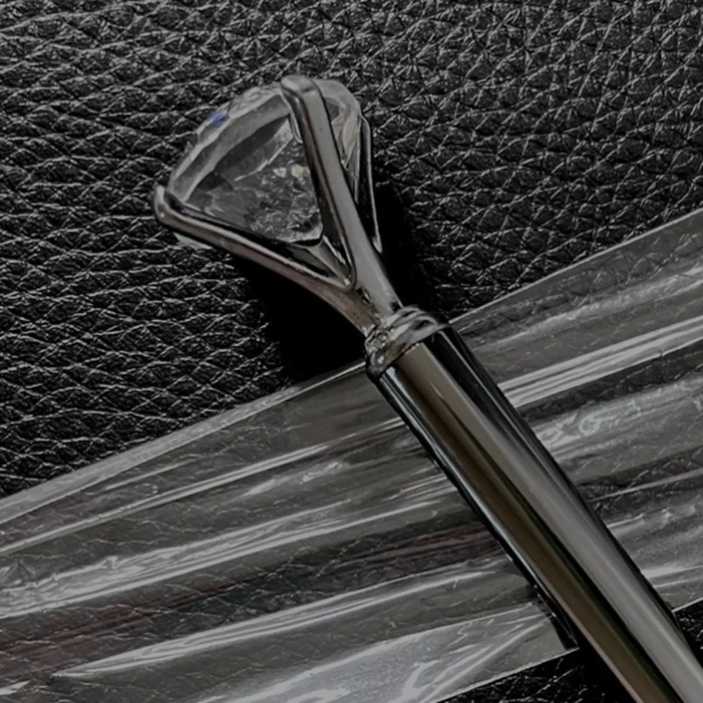 Diamond Top Gray Gunmetal Ballpoint METAL Pen Black Ink Refill PinkRainCloud
